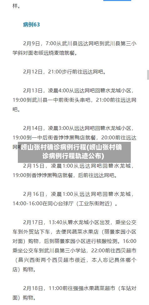 崂山张村确诊病例行程(崂山张村确诊病例行程轨迹公布)