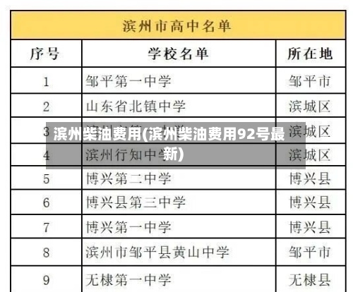 滨州柴油费用(滨州柴油费用92号最新)