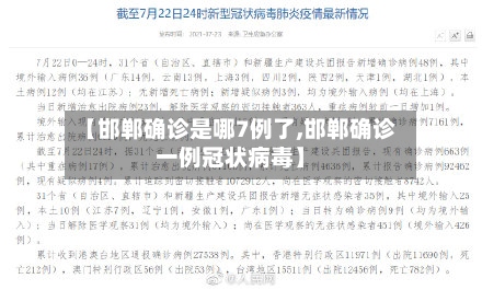 【邯郸确诊是哪7例了,邯郸确诊一例冠状病毒】
