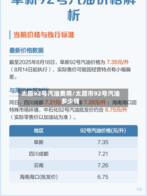 太原92号汽油费用/太原市92号汽油多少钱