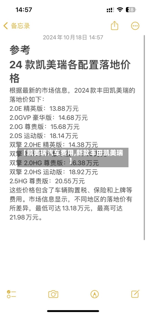 【凯美瑞汽车费用,新款丰田凯美瑞】-第2张图片