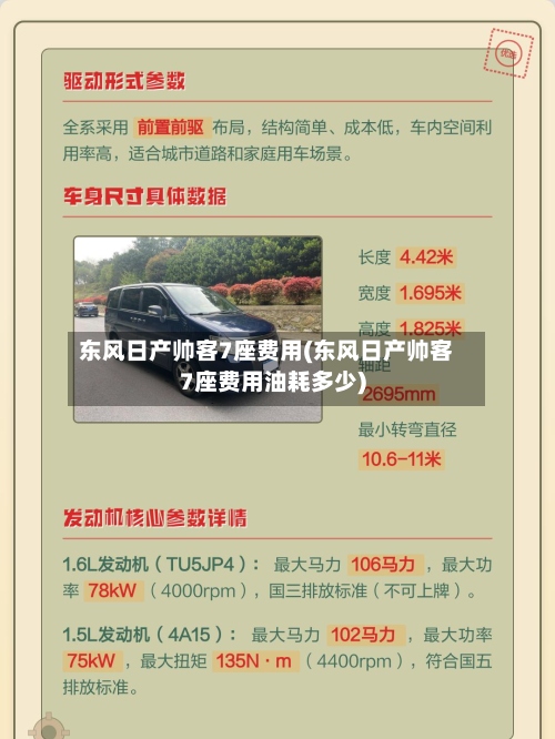 东风日产帅客7座费用(东风日产帅客7座费用油耗多少)