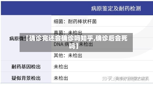 【确诊完还会确诊吗知乎,确诊后会死吗】