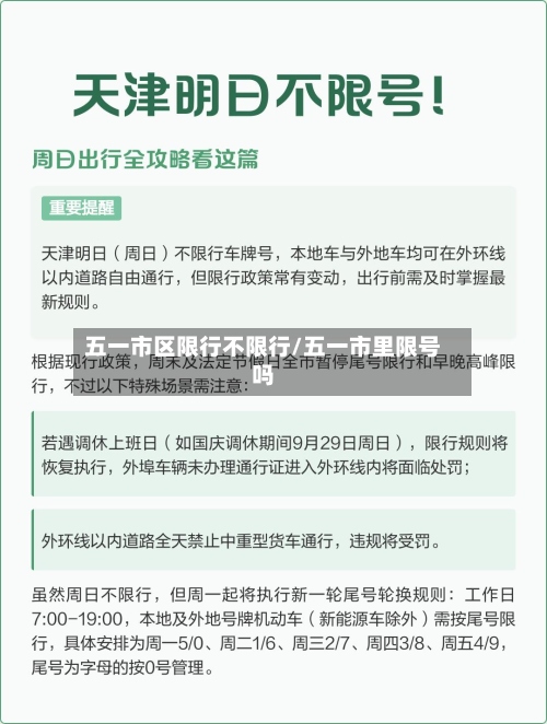 五一市区限行不限行/五一市里限号吗