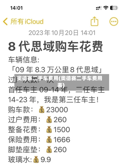 奥德赛二手车费用(奥德赛二手车费用表)