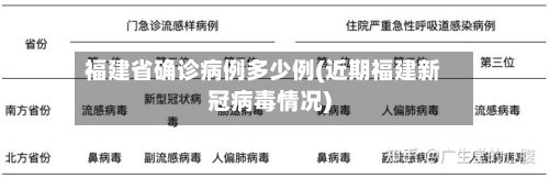 福建省确诊病例多少例(近期福建新冠病毒情况)-第2张图片