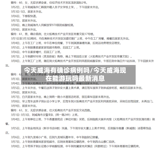 今天威海有确诊病例吗/今天威海现在能游玩吗最新消息