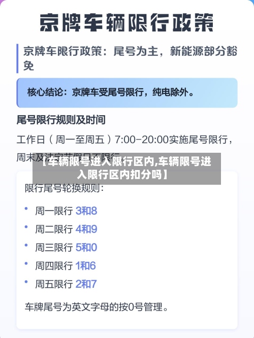 【车辆限号进入限行区内,车辆限号进入限行区内扣分吗】
