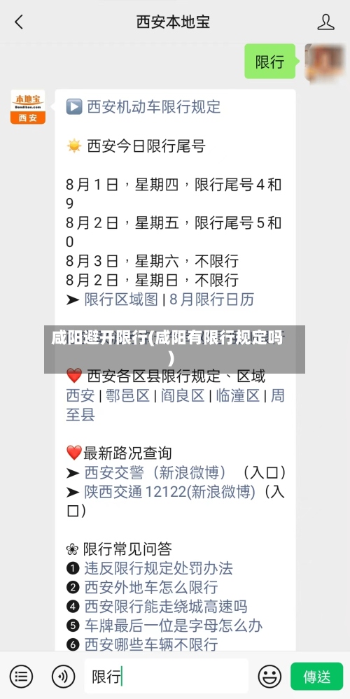 咸阳避开限行(咸阳有限行规定吗)