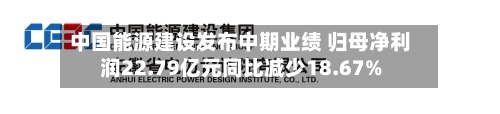 中国能源建设发布中期业绩 归母净利润22.79亿元同比减少18.67%-第2张图片
