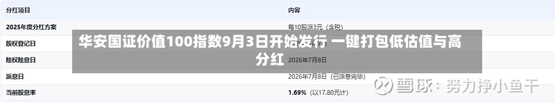 华安国证价值100指数9月3日开始发行 一键打包低估值与高分红
