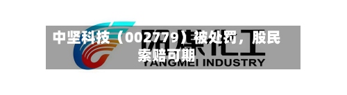 中坚科技（002779）被处罚，股民索赔可期